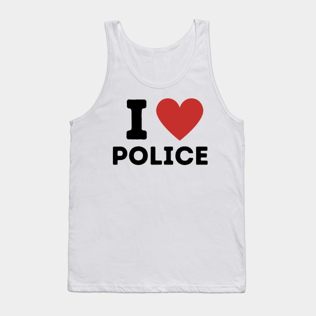 I Love Police Simple Heart Design Tank Top by Word Minimalism